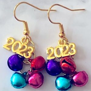 New 2024 2023Graduation Prom Rainbow Jingle Bells Dangle Grad Handmade Earrings